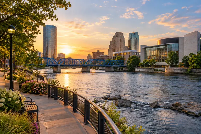 Photoreal Grand Rapids editorial scene for Grand Rapids in 3 Days: A First-Timer's Plan That Keeps the Weekend Coherent