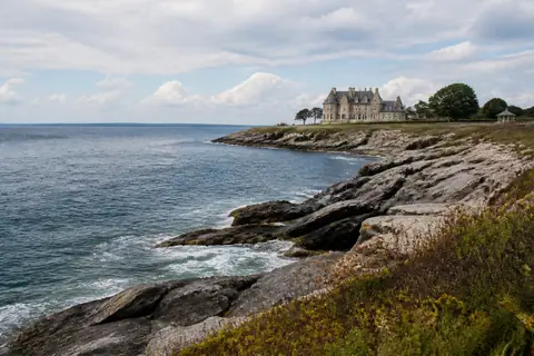 Photoreal Newport Cliff Walk and Atlantic coast travel editorial image