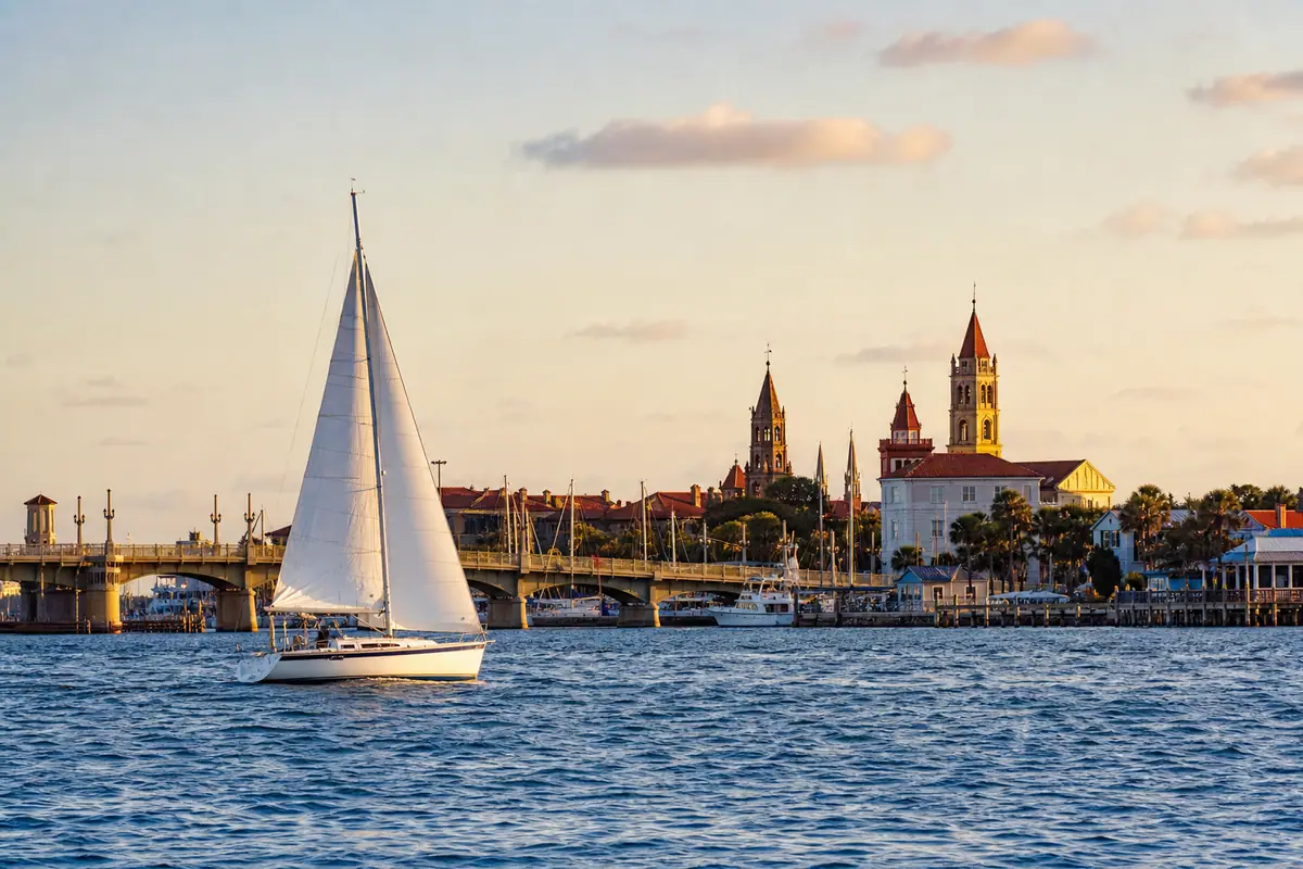 St. Augustine waterfront and historic streets in late afternoon