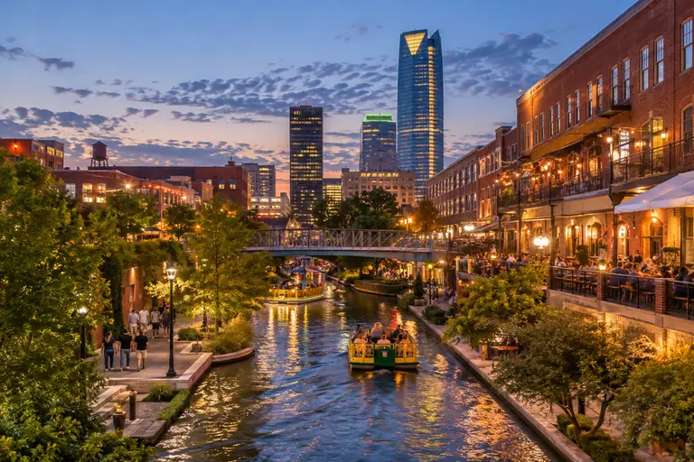 Photoreal editorial image for How to Plan an Oklahoma City Weekend by District, set in Oklahoma City, Oklahoma