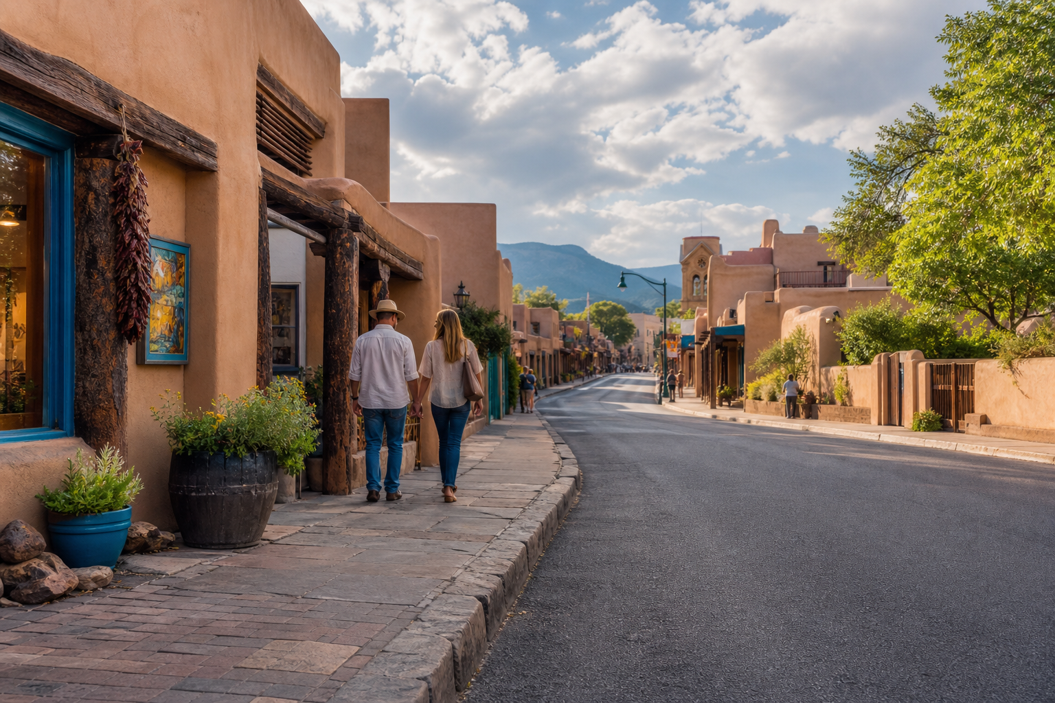 Photoreal editorial image for What Part of Santa Fe Should Shape Your Stay?, inspired by Santa Fe