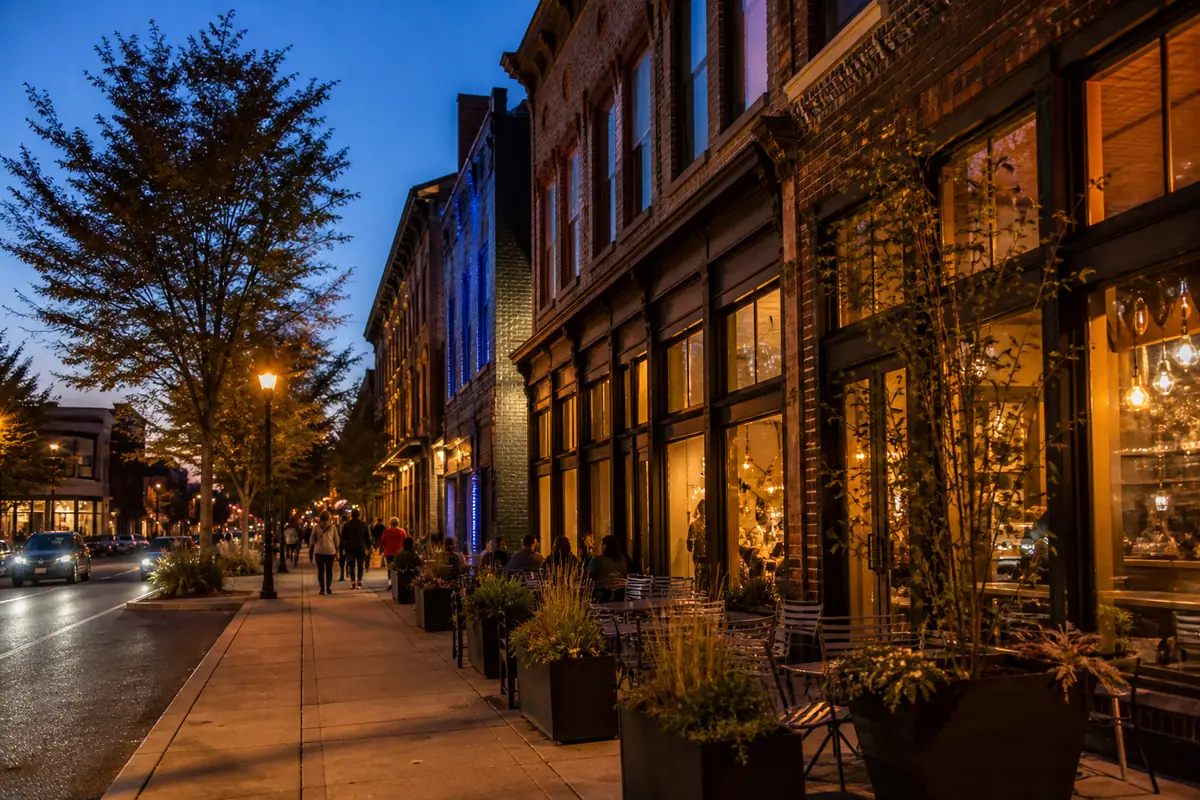 Photoreal Louisville editorial scene for Where to Stay in Louisville for a Weekend: Museum Row, NuLu, or Fourth Street?