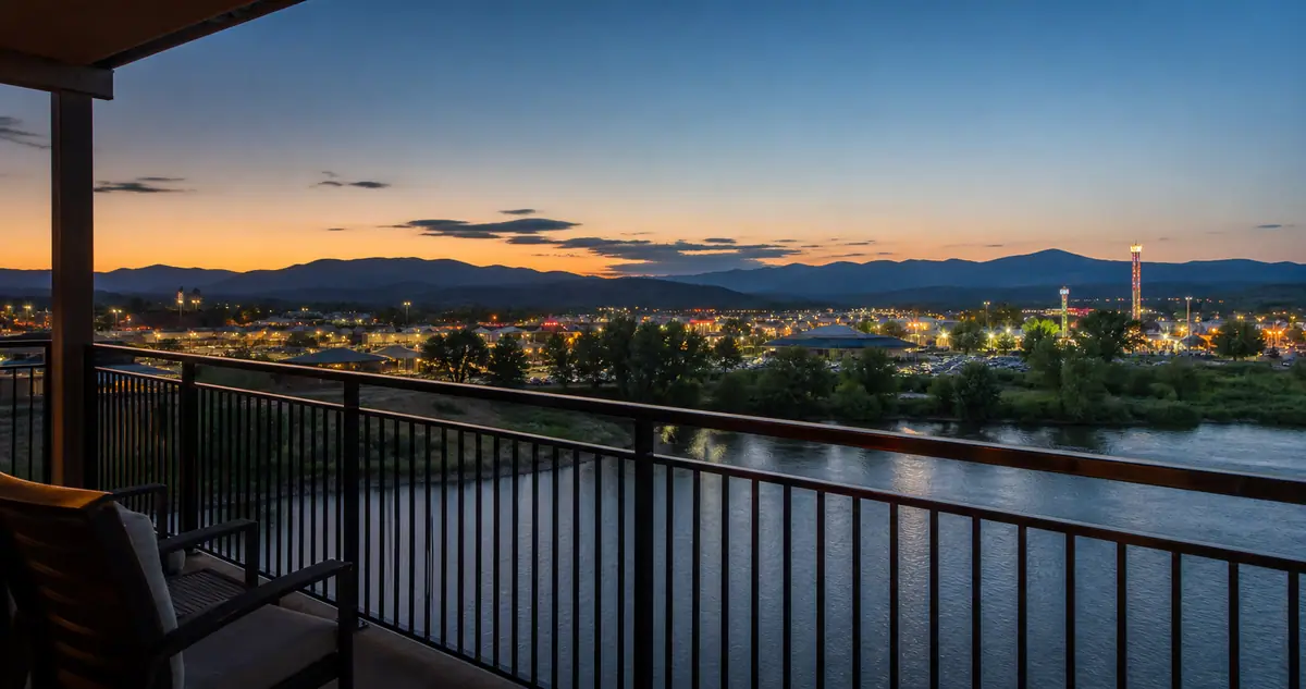 Photoreal editorial image for Where to Stay in Pigeon Forge: The Island, Old Mill, or Dollywood?