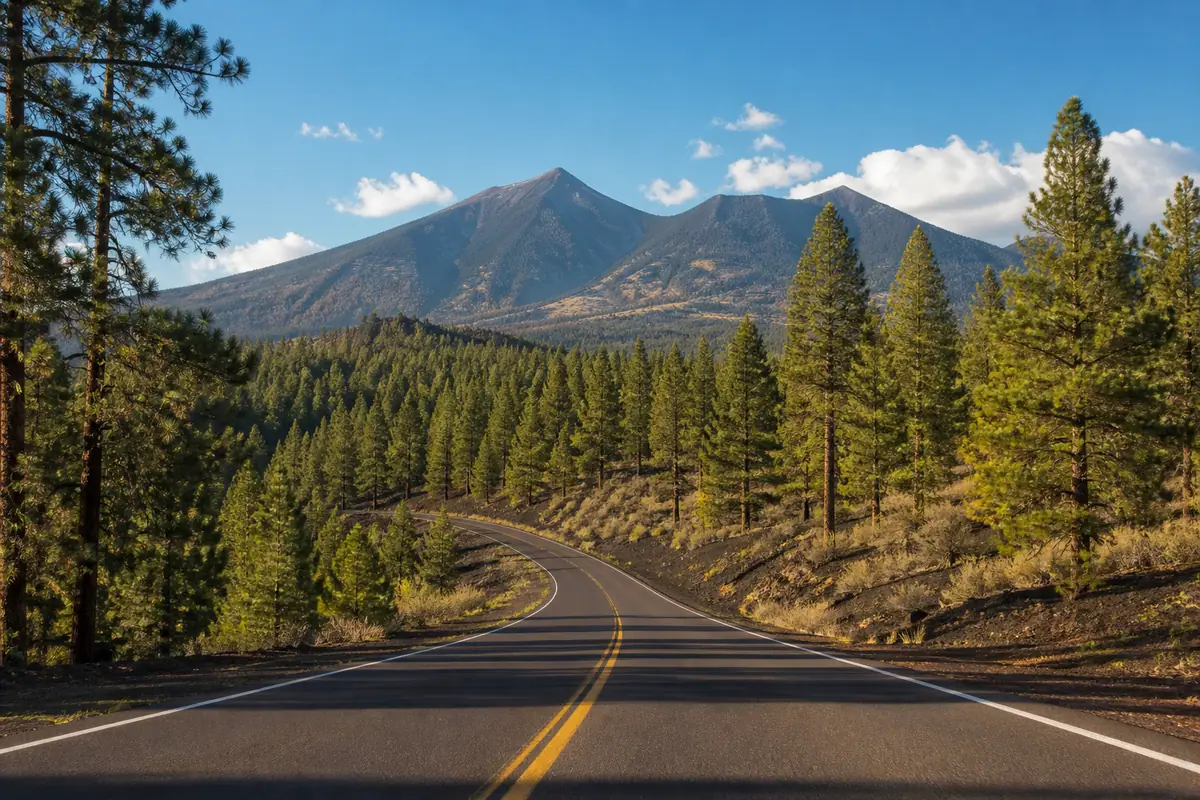 Photoreal travel-editorial Flagstaff scene for A Flagstaff Itinerary That Leaves Room for the High Country