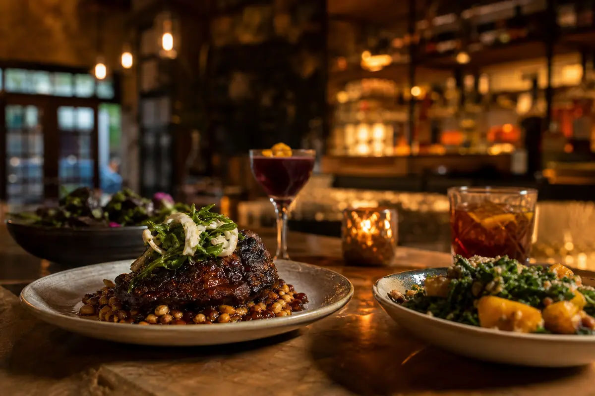 Photoreal travel-editorial view of Mesa Provisions in Albuquerque, New Mexico