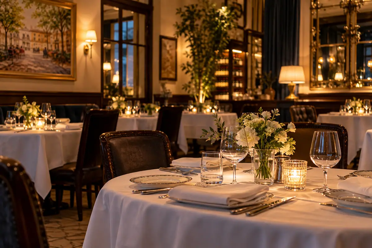 Photoreal travel-editorial view of Cacharel Restaurant in Arlington, Texas