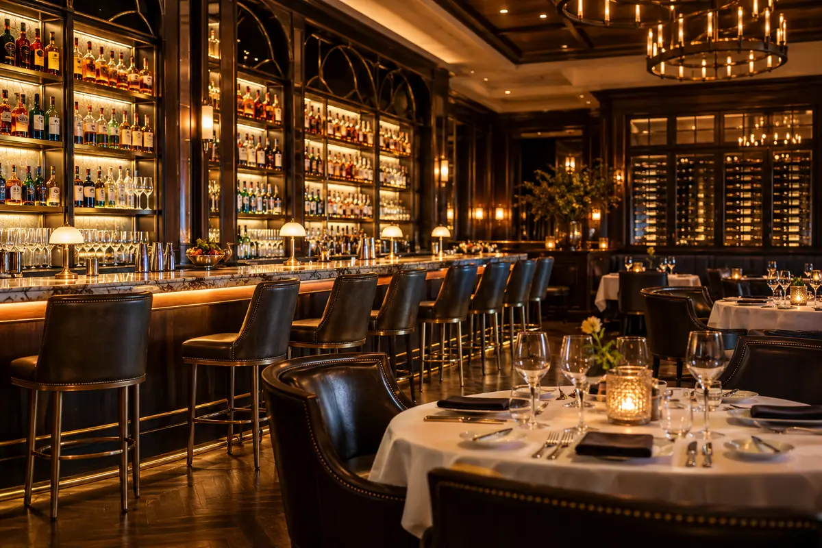 Photoreal travel-editorial view of Mercury Chophouse in Arlington, Texas