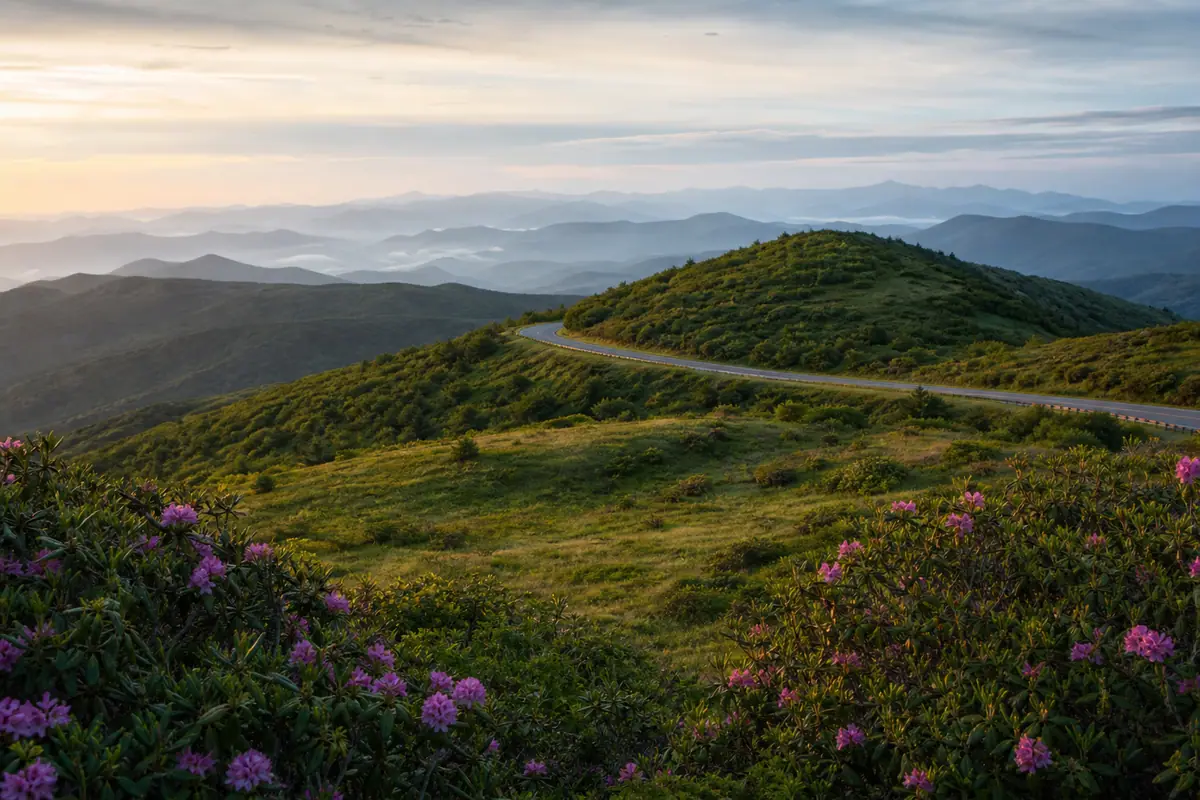 Photoreal view of Blue Ridge Parkway at Craggy Gardens in Asheville
