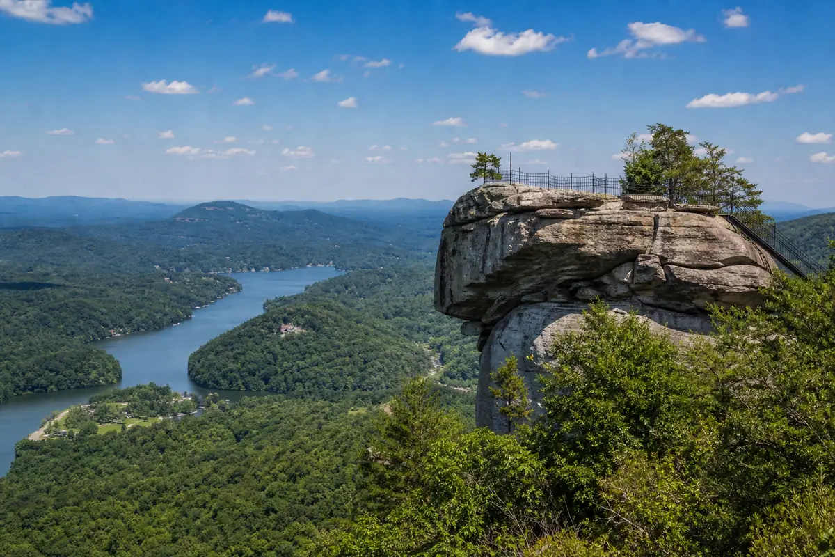 Photoreal view of Chimney Rock State Park in Asheville