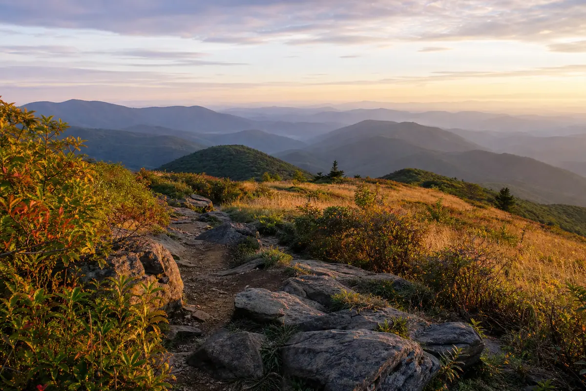 Photoreal view of Mount Pisgah Trail in Asheville