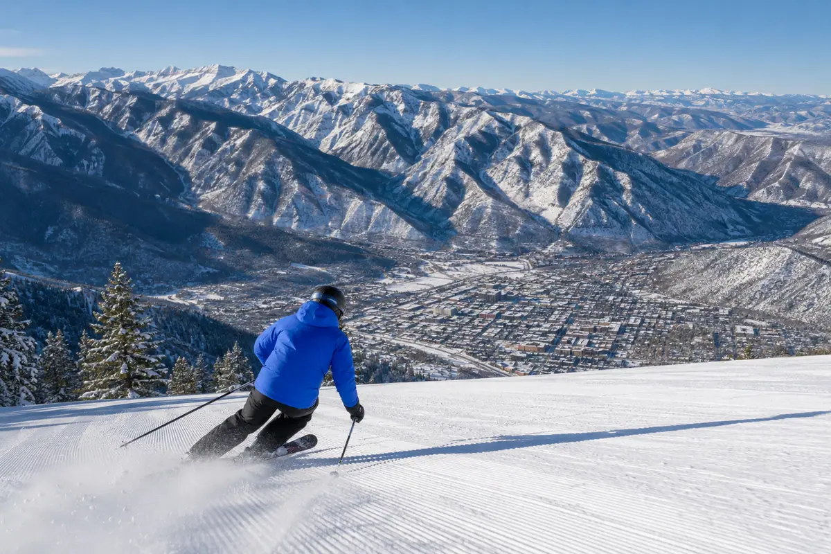 Travel-editorial view of Aspen Mountain Skiing in Aspen, Colorado