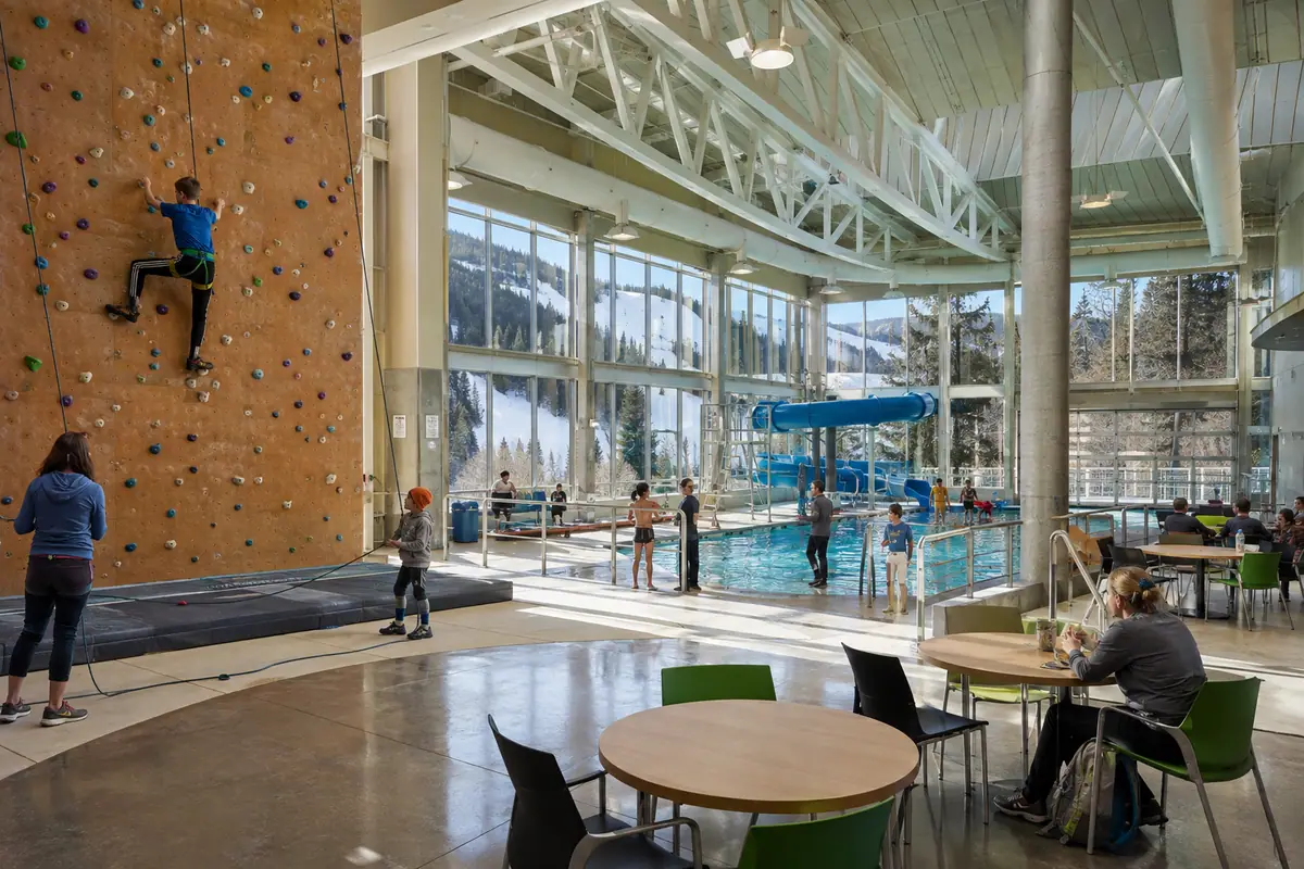 Travel-editorial view of Aspen Recreation Center in Aspen, Colorado
