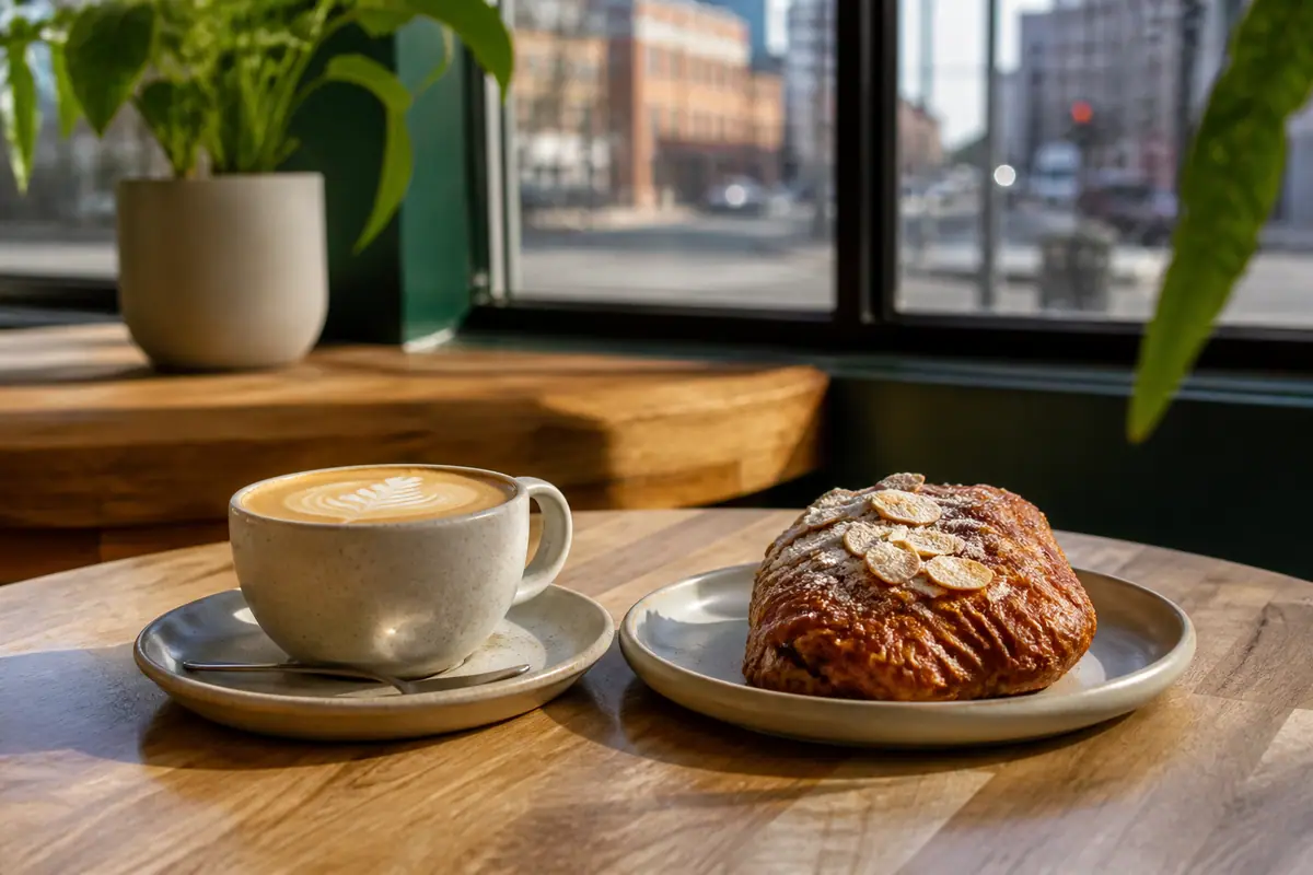 Photoreal travel-editorial view of Hayday Coffee in Atlantic City
