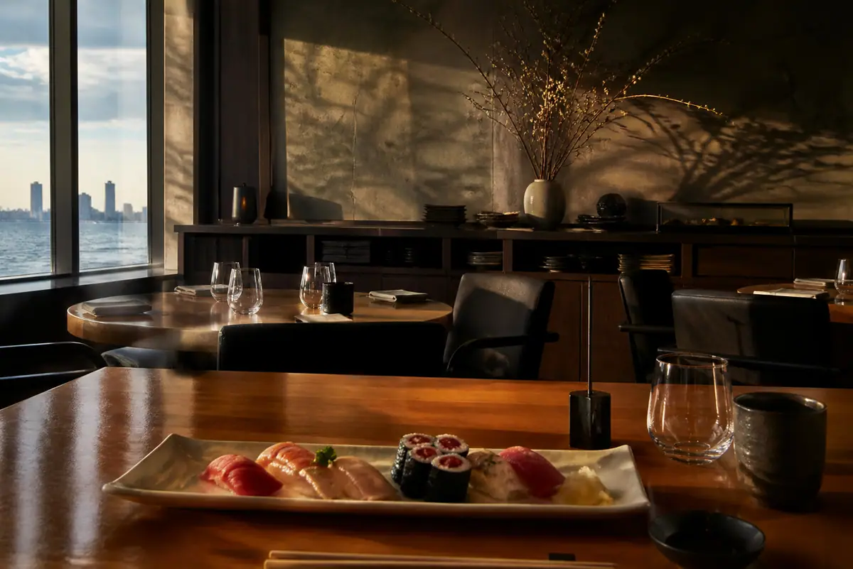 Photoreal travel-editorial view of Nobu Atlantic City in Atlantic City