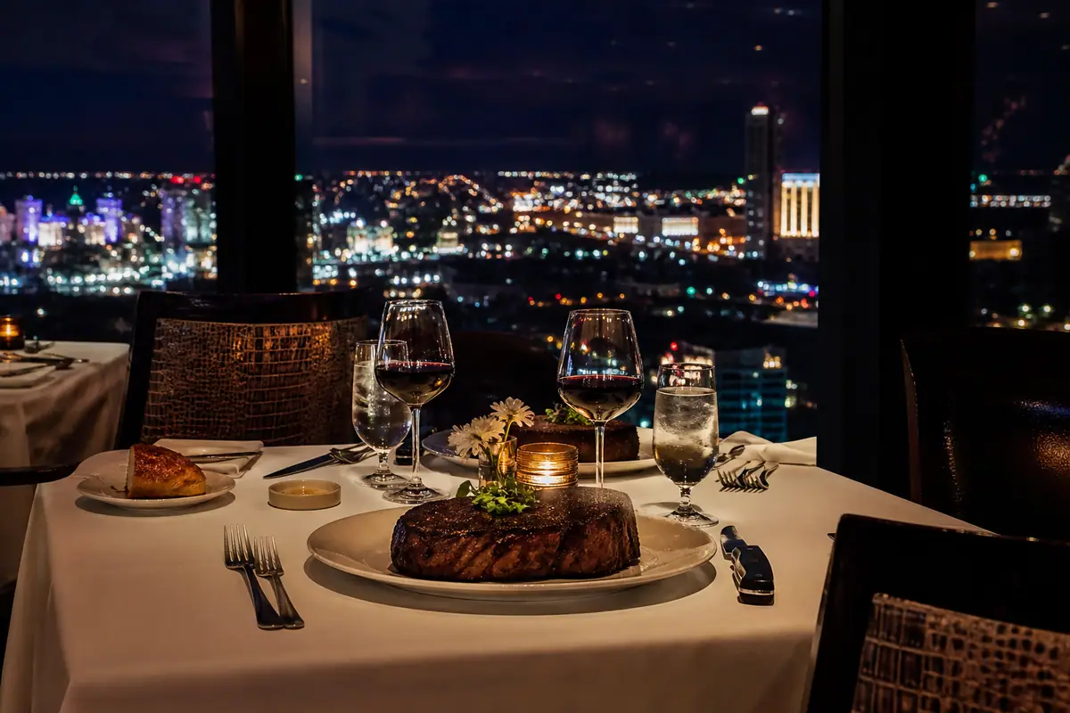 Photoreal travel-editorial view of Vic & Anthony’s Steakhouse in Atlantic City
