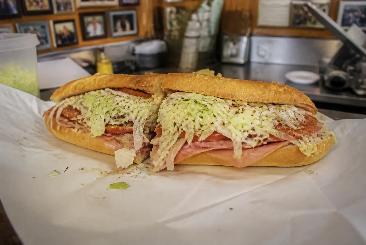 Photoreal travel-editorial view of White House Sub Shop in Atlantic City