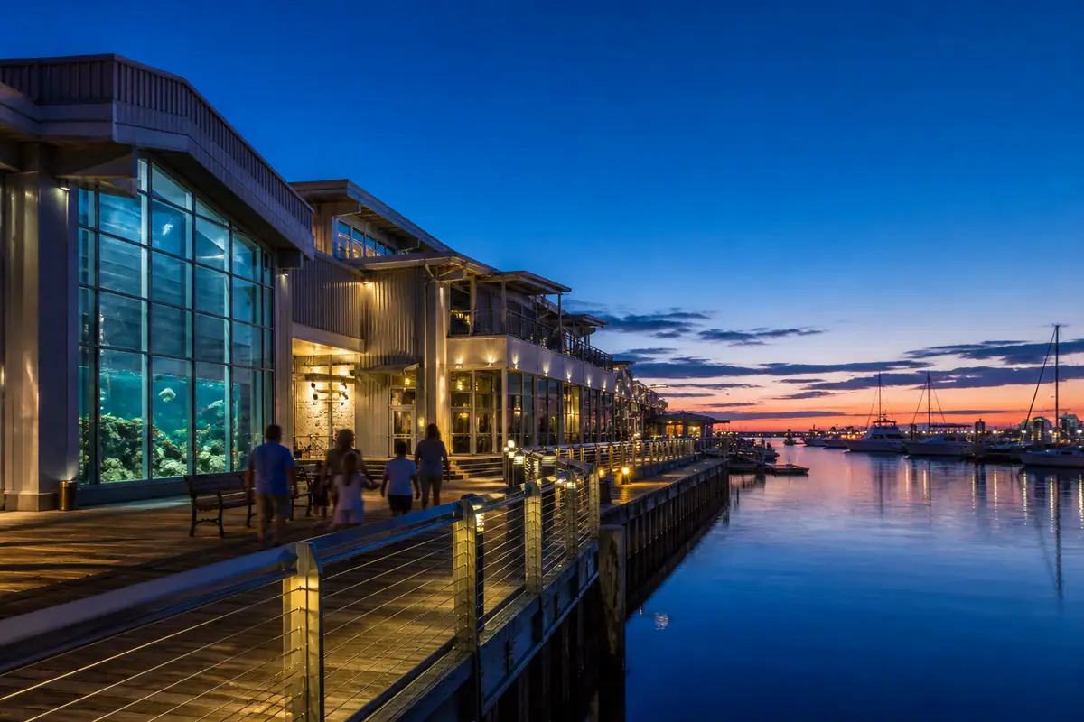 Photoreal waterfront setting at the Atlantic City Aquarium
