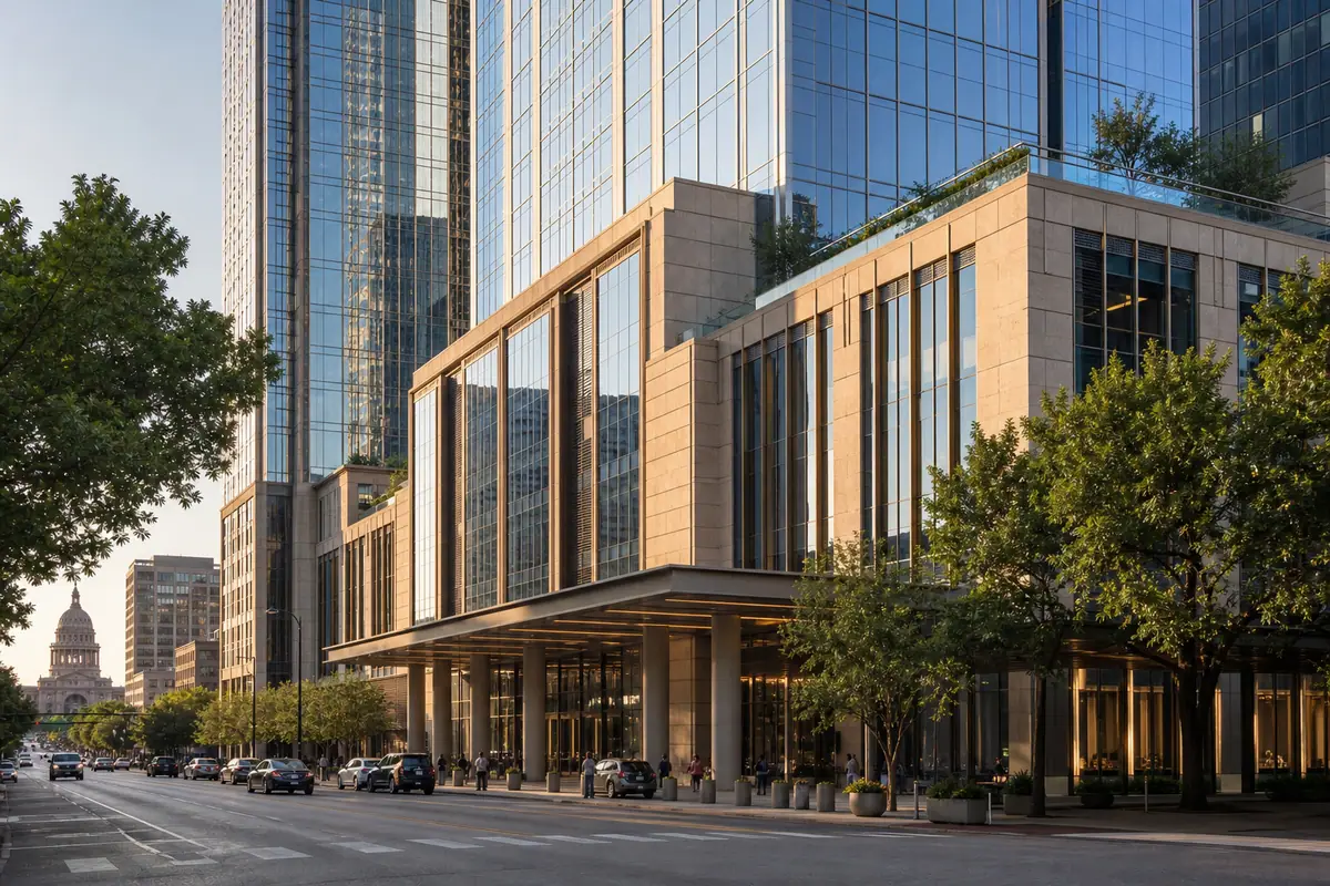 Photoreal exterior of Fairmont Austin in Austin
