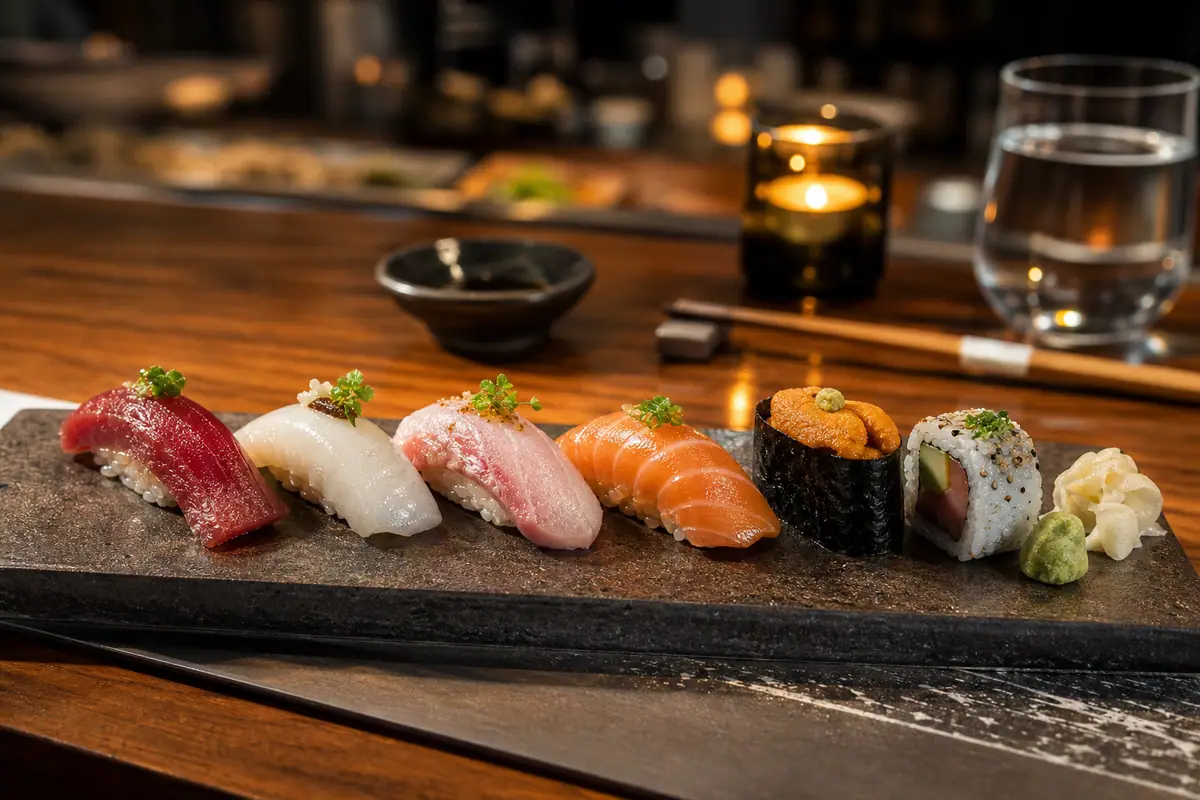 Photoreal dining or food scene representing Uchi in Austin
