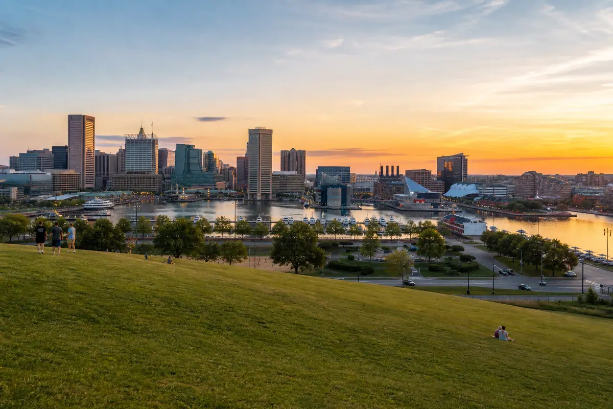 Photoreal view of Federal Hill Park in Baltimore