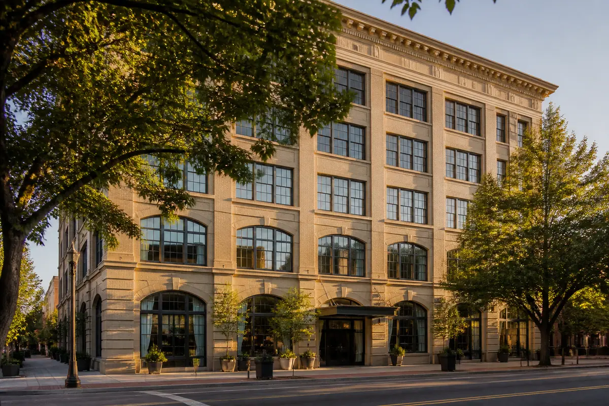 Photoreal editorial view of The Avery Hotel in Boise