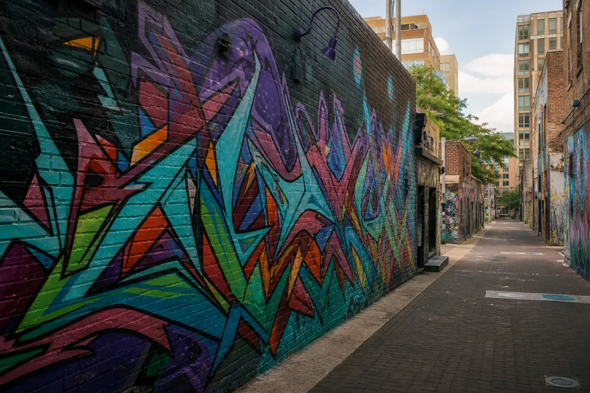Photoreal editorial view of Freak Alley Gallery and Downtown Walk in Boise