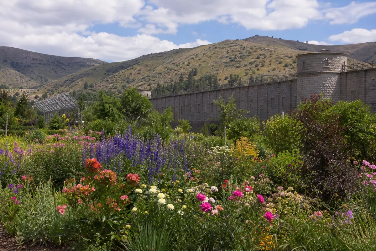 Photoreal editorial view of Idaho Botanical Garden in Boise