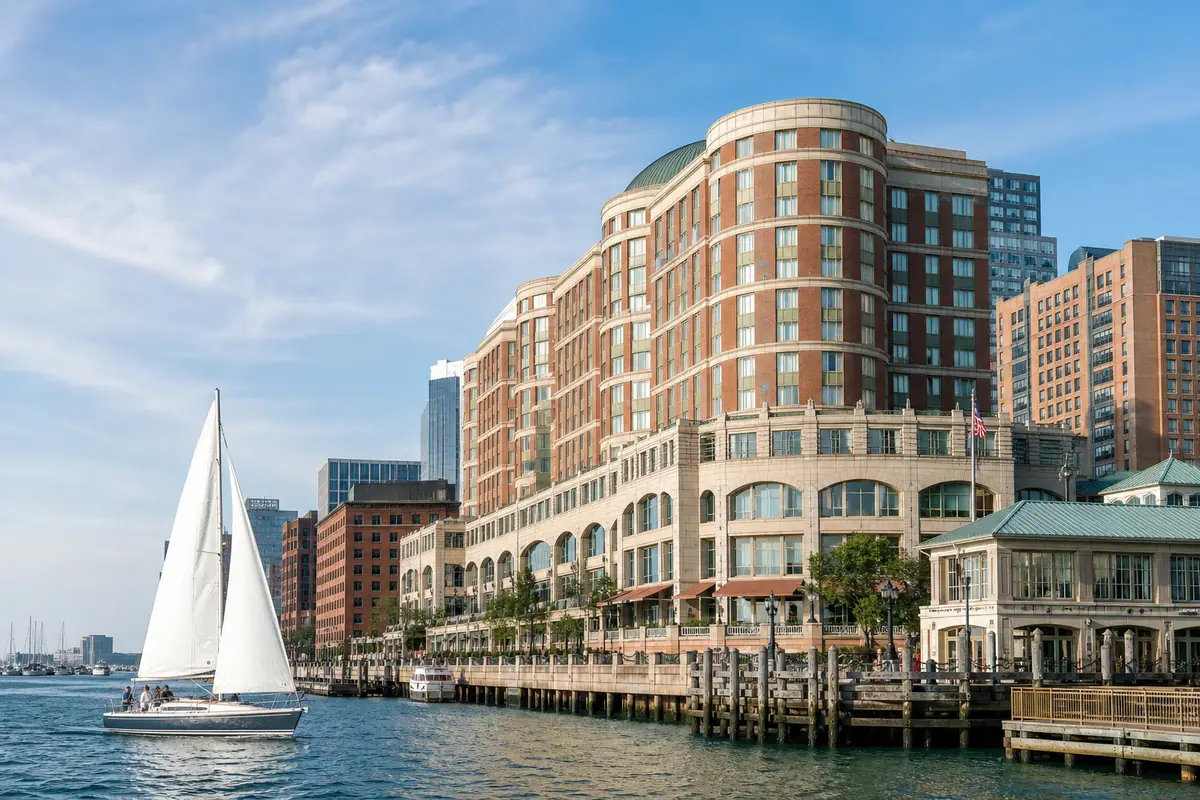 Photoreal exterior of Boston Harbor Hotel in Boston