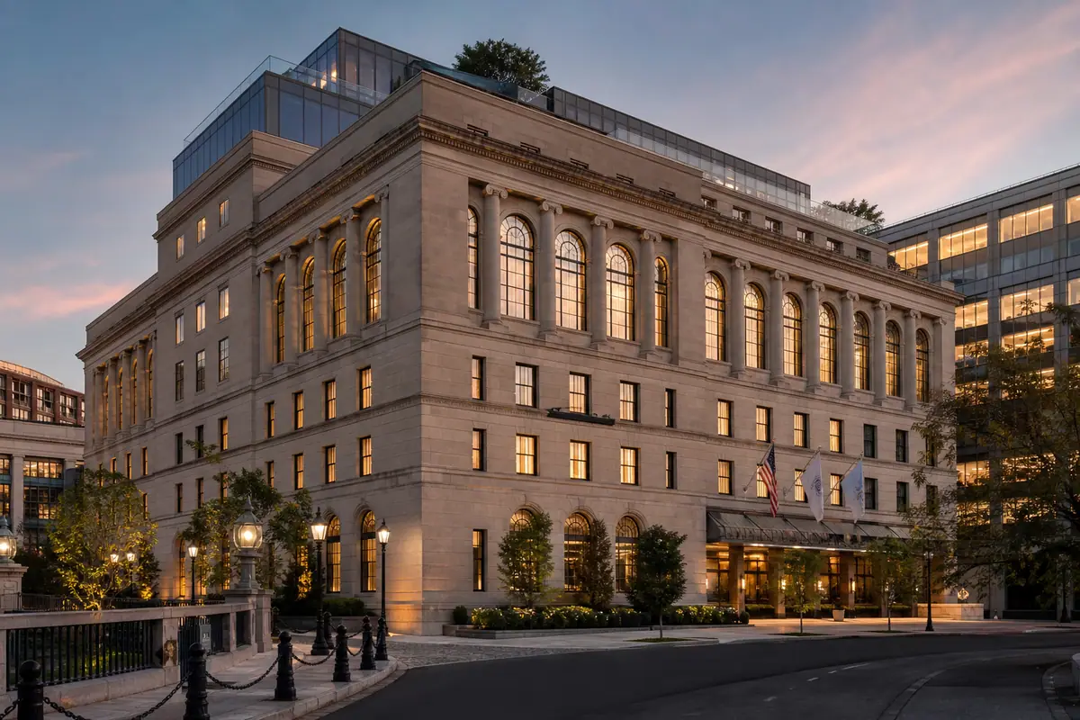 Photoreal exterior of The Liberty, a Luxury Collection Hotel, Boston in Boston