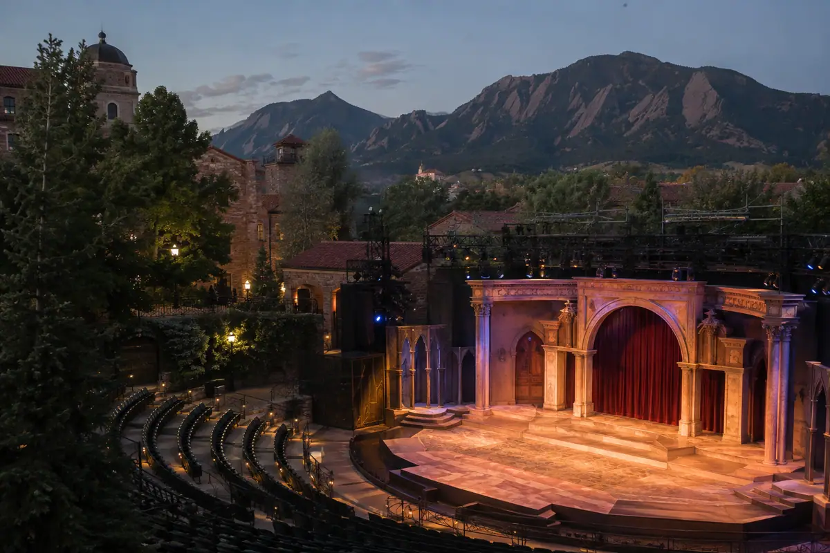 Travel-editorial view of Colorado Shakespeare Festival in Boulder, Colorado