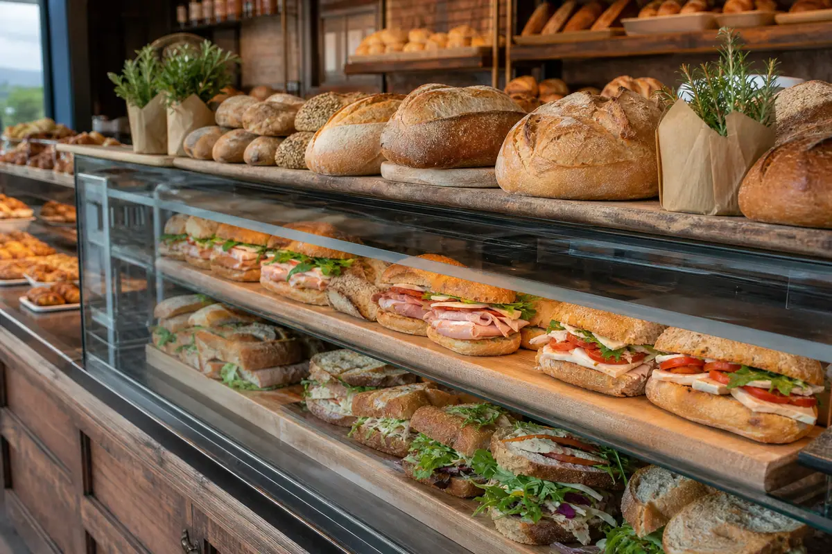 Photoreal dining scene at BreadHive Bakery & Cafe in Buffalo