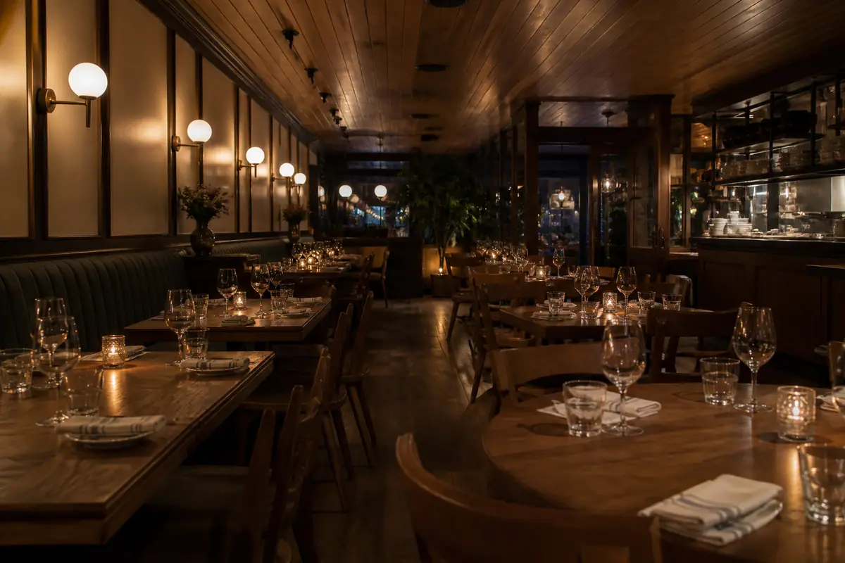 Photoreal dining scene at Toutant in Buffalo