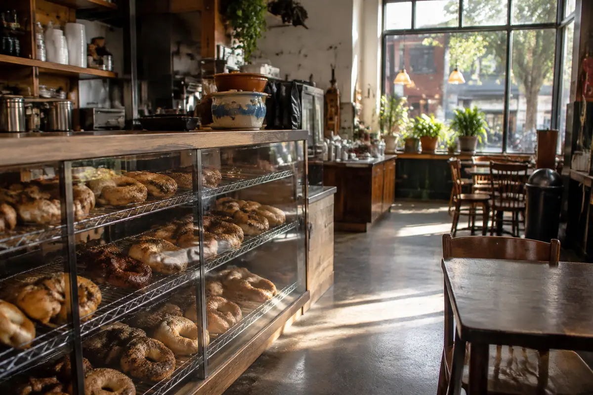 Travel-editorial view of Willow's Bagels in Burlington, Vermont