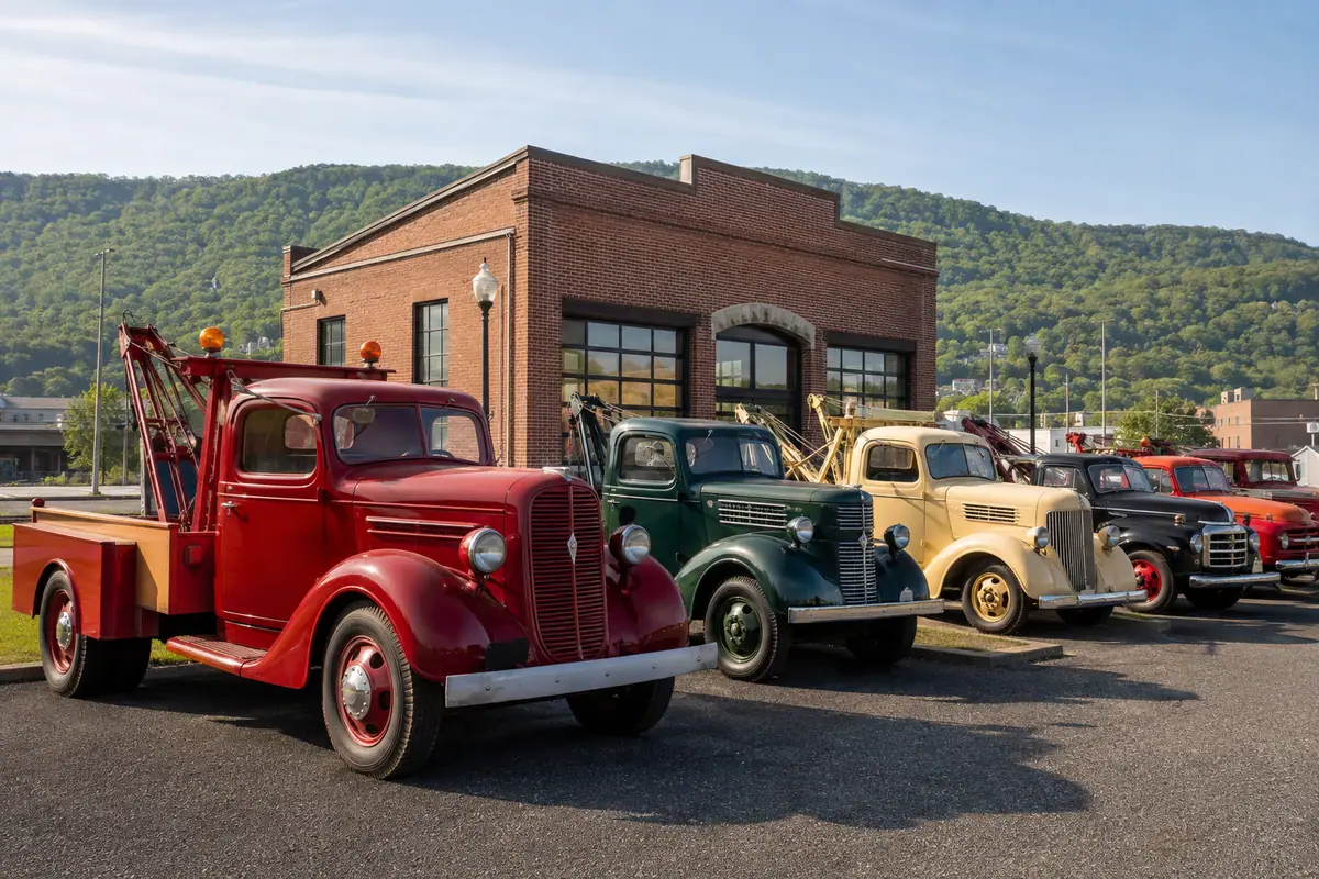 Photoreal vintage tow trucks at the International Towing and Recovery Museum