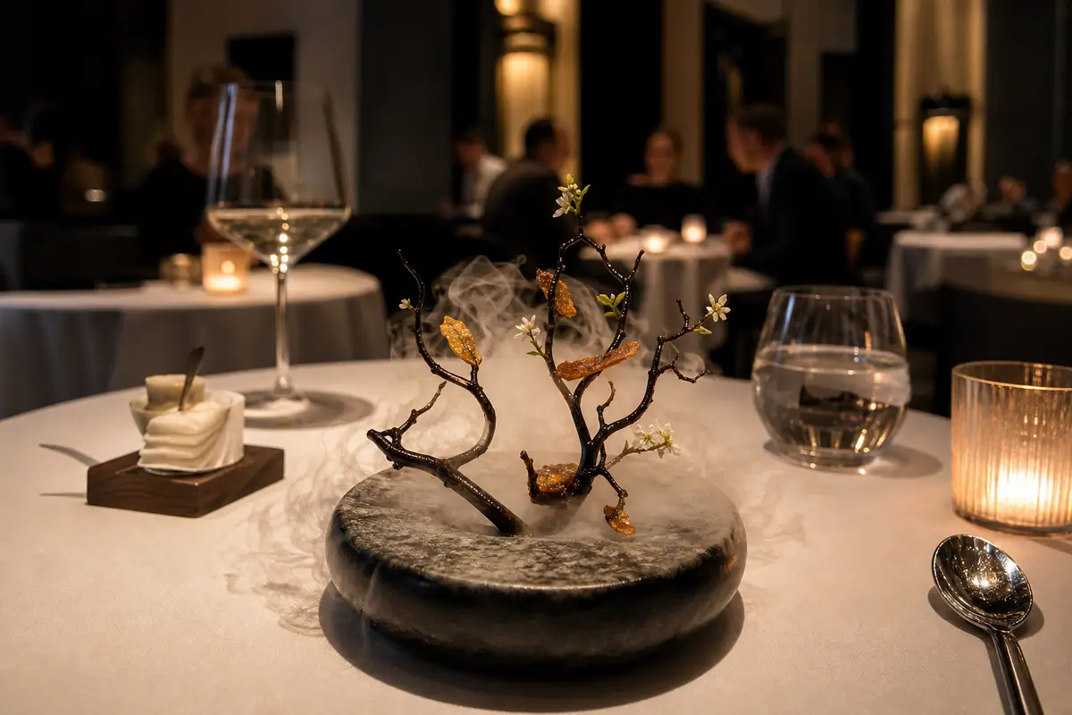 Photoreal Alinea fine dining scene in Chicago