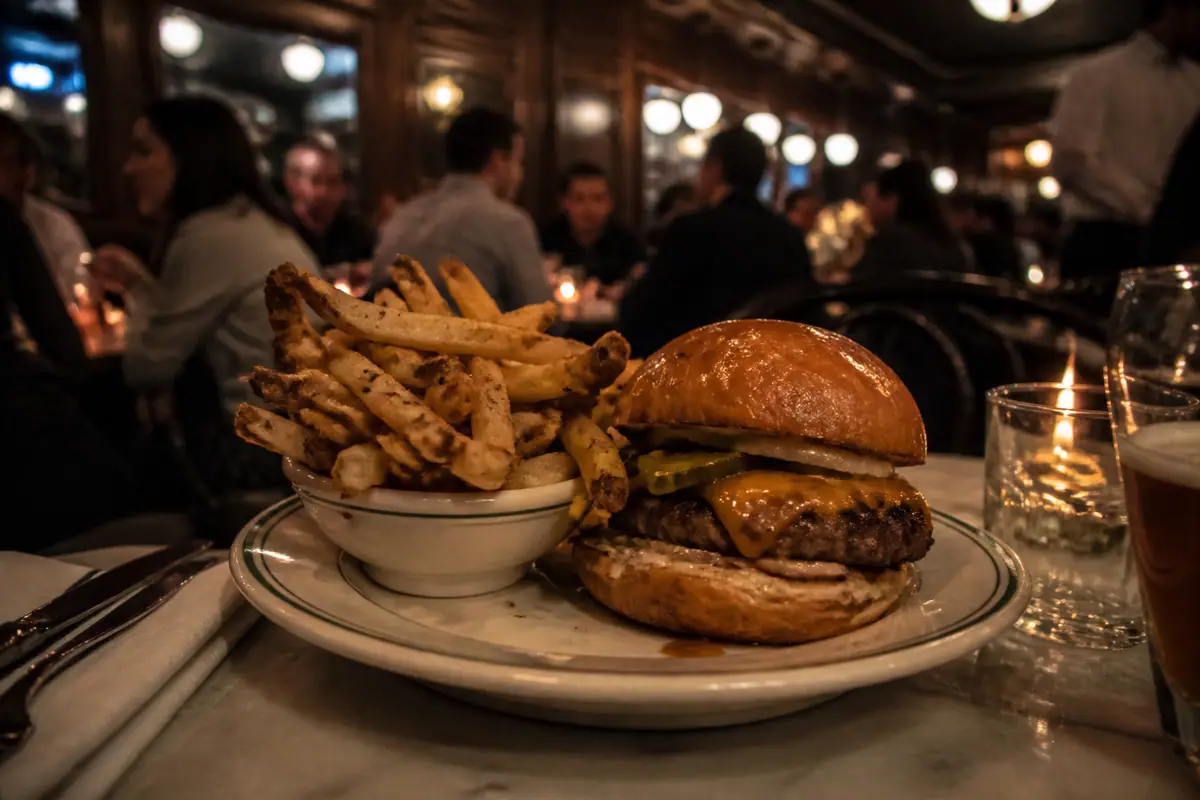 Photoreal Au Cheval burger scene in Chicago