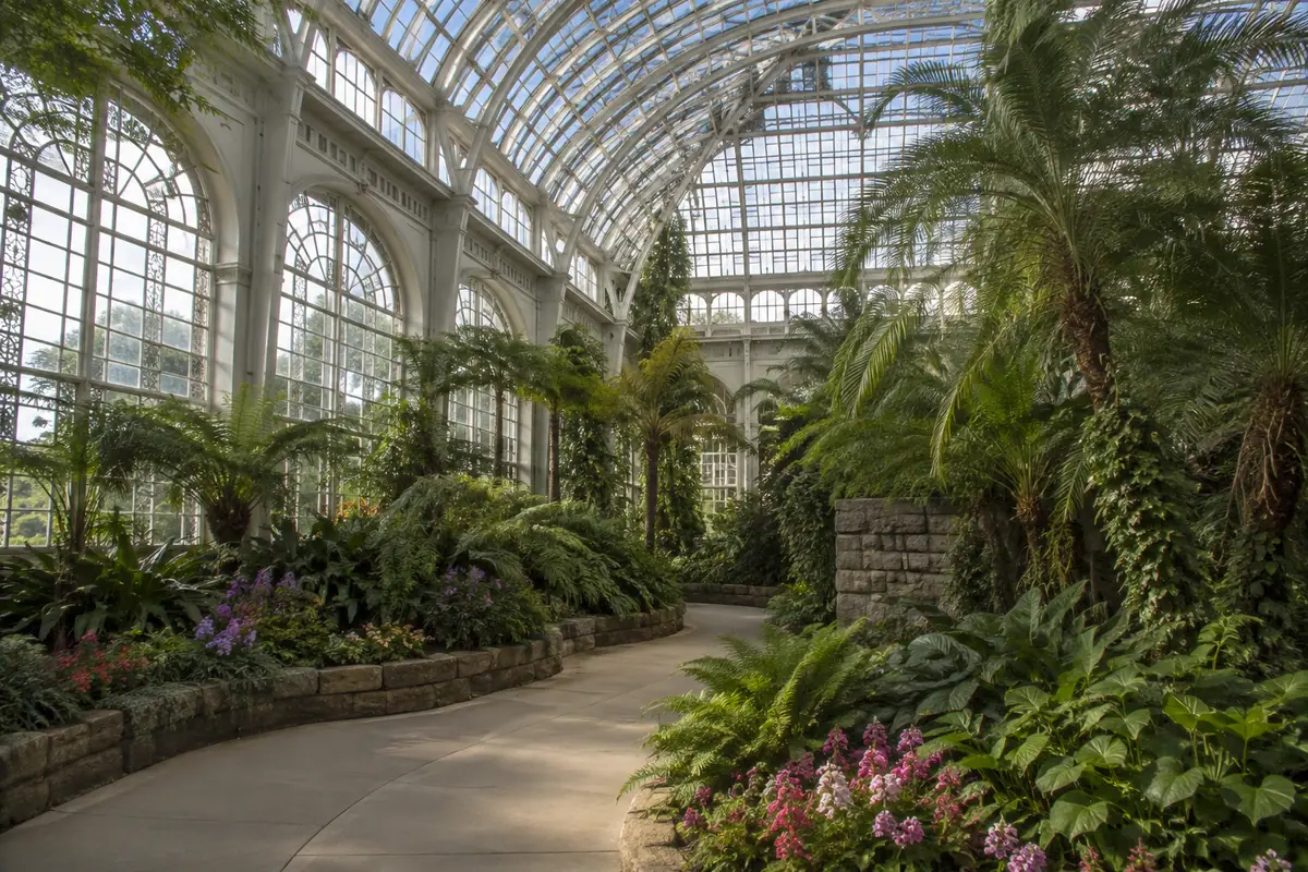 Photoreal Garfield Park Conservatory glasshouse in Chicago