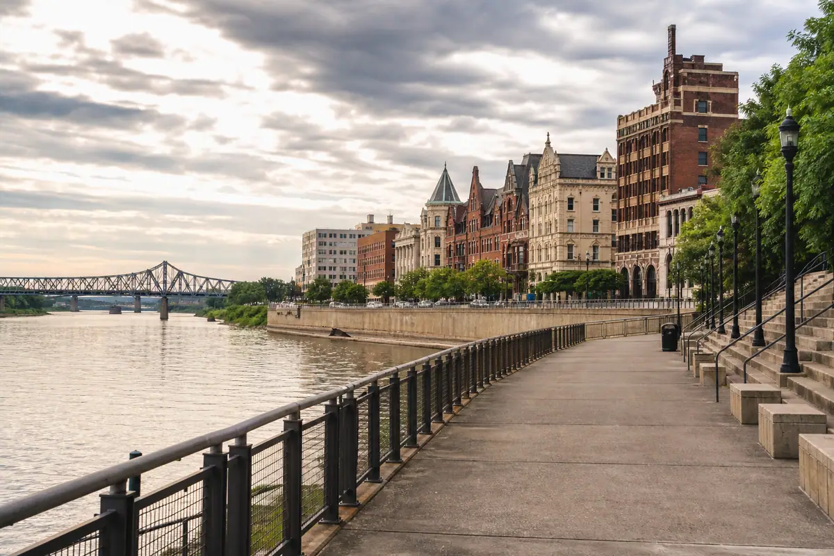 Photoreal view of Covington MainStrasse and Riverfront Walk in Cincinnati