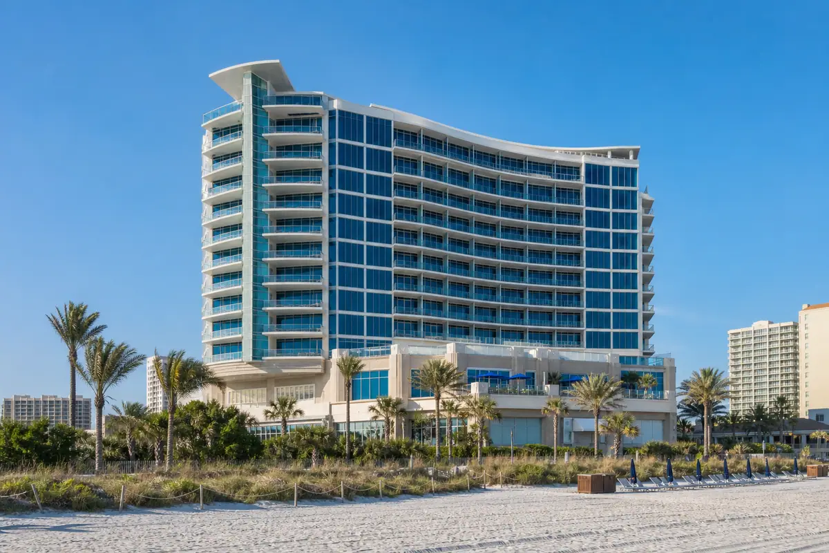 Photoreal exterior of Opal Sands Resort in Clearwater