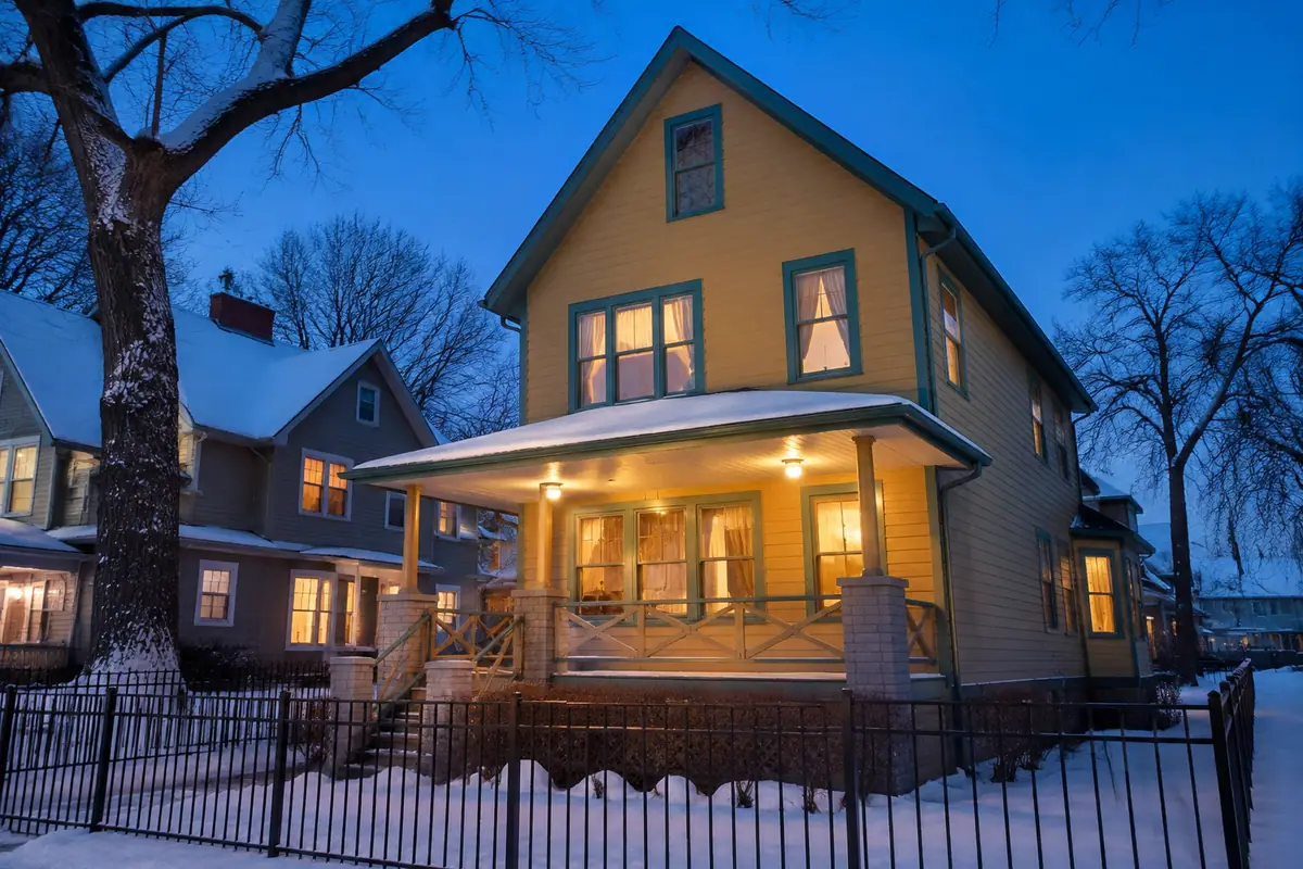 Photoreal snow-covered historic home inspired by A Christmas Story House in Cleveland