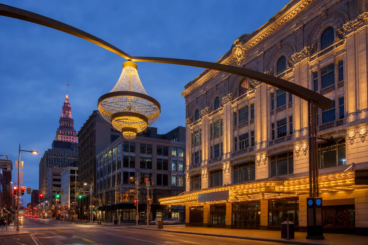 Photoreal view of Playhouse Square in Cleveland