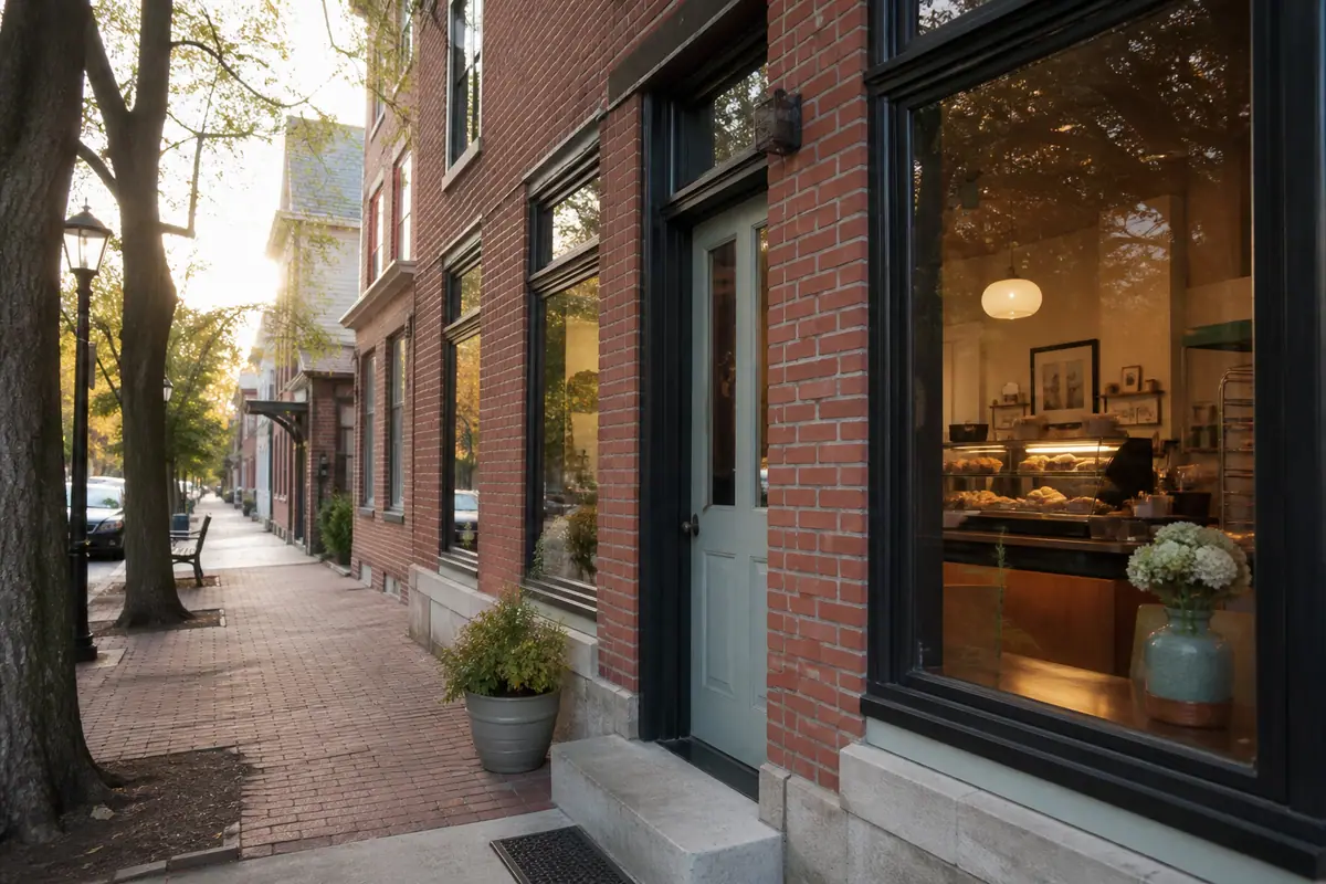 Photorealistic travel-editorial view of Fox in the Snow Cafe in Columbus, Ohio