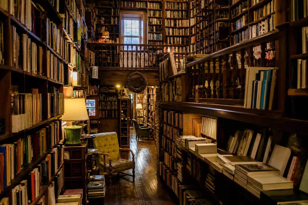 Photorealistic travel-editorial view of Book Loft in Columbus, Ohio