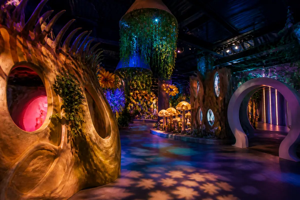 Photorealistic travel-editorial view of Otherworld in Columbus, Ohio