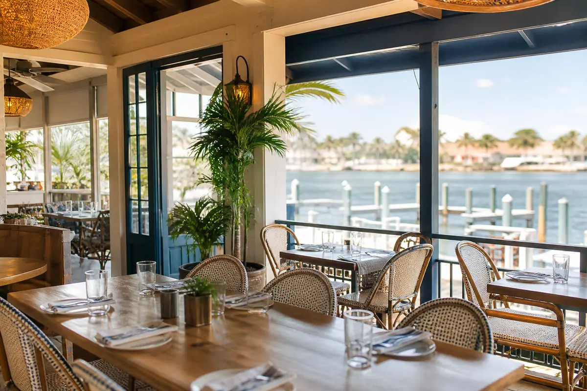 Photoreal travel-editorial view of Cafe du Nord in Daytona Beach, Florida