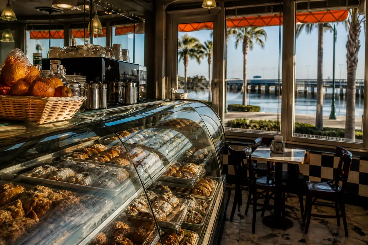 Photoreal travel-editorial view of Rosie's Italian Bakery in Daytona Beach, Florida