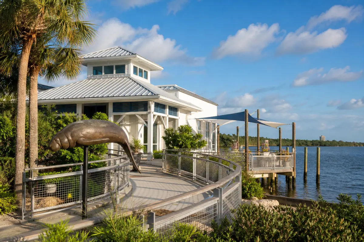 Photoreal travel-editorial view of Marine Science Center in Daytona Beach, Florida