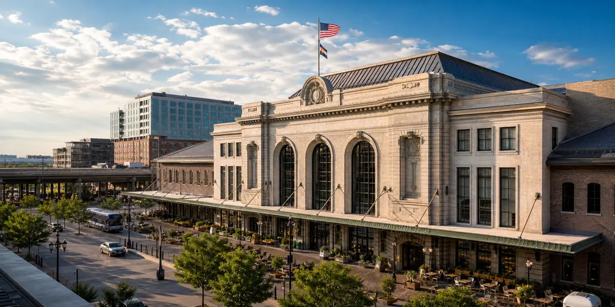 Photoreal exterior of The Crawford Hotel in Denver