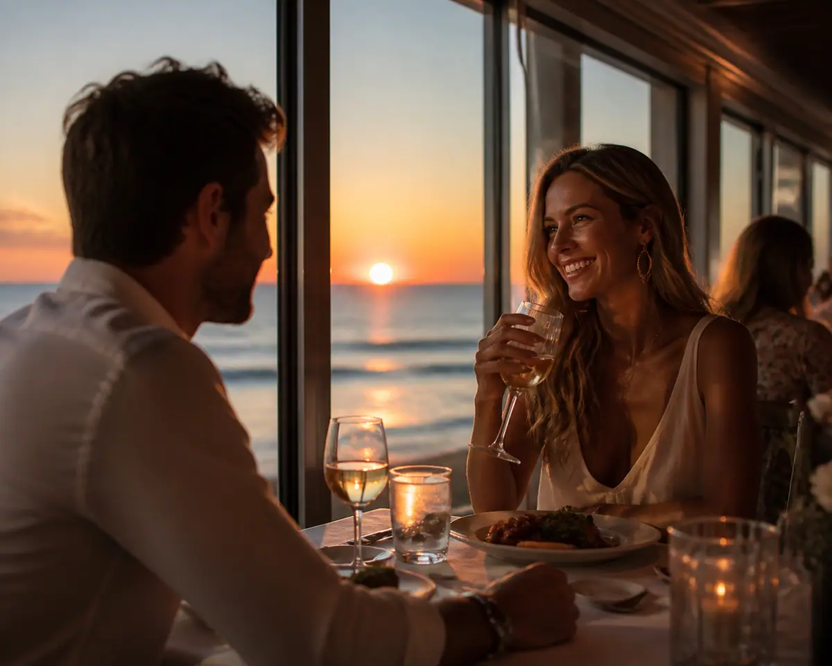 Photoreal travel-editorial view of Beach Walk Cafe in Destin, Florida