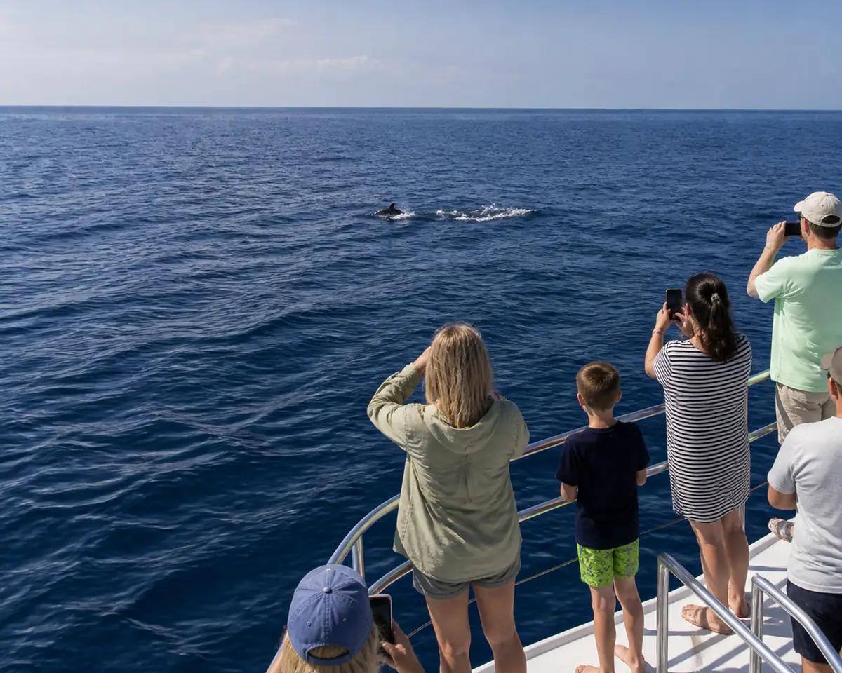 Photoreal travel-editorial view of Dolphin Cruise from Destin Harbor in Destin, Florida